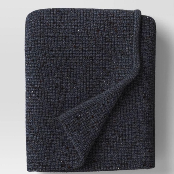 Threshold Size 50"x60" Marled Knit Throw Blanket Gray Blue Recycled Polyester - Picture 2 of 5